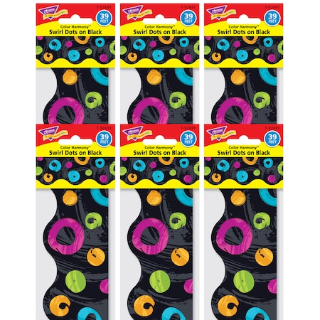 Trend Enterprises Color Harmony Swirl Dots/Black Terrific Trimmers, 39 Feet/Pack, PK6 T92691